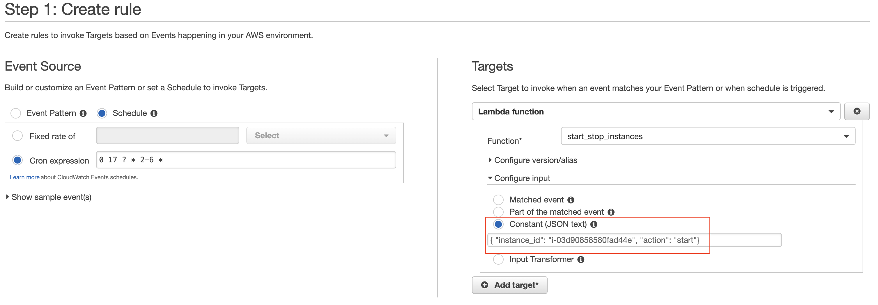 CloudWatch create event rule CloudWatch create event rule